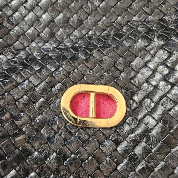 Dee Ocleppo 100% Leather Weaved Black Tote Bag Made in Italy - Picture 4 of 14